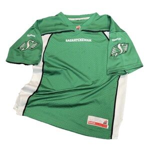 Saskatchewan Roughriders Football Jersey Youth Size L Reebok Green Flaws